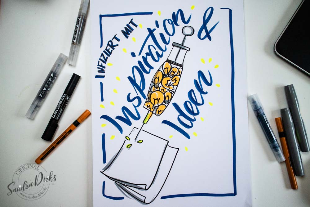 Sandra Dirks - Mini - Flipchartkurs - So zeichnest du eine Spritze mit Ideen und Inspiration auf dein Flipchart